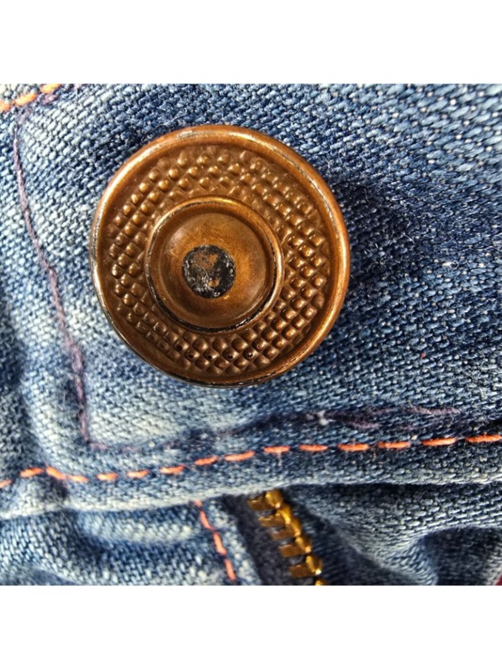 Thrashed Vintage 1970s Scovill Zipper Lined European Carpenter Jeans (36x32) - Picture 7 of 13